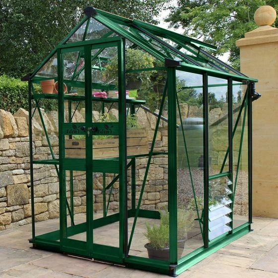 4' X 8' Halls Cotswold Birdlip Small Greenhouse In Green With Toughened Glass (1.47m X 2.56m) 3 4' X 8' Halls Cotswold Birdlip Small Greenhouse In Green With Toughened Glass (1.47m X 2.56m)
