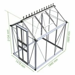4' X 6' Halls Cotswold Birdlip Small Greenhouse In Black With Toughened Glass (1.47m X 1.94m) 24 4' X 6' Halls Cotswold Birdlip Small Greenhouse In Black With Toughened Glass (1.47m X 1.94m) -Garden Supplies Sales Shop v01581 eden birdlip 4x6 small greenhouse black drawing min