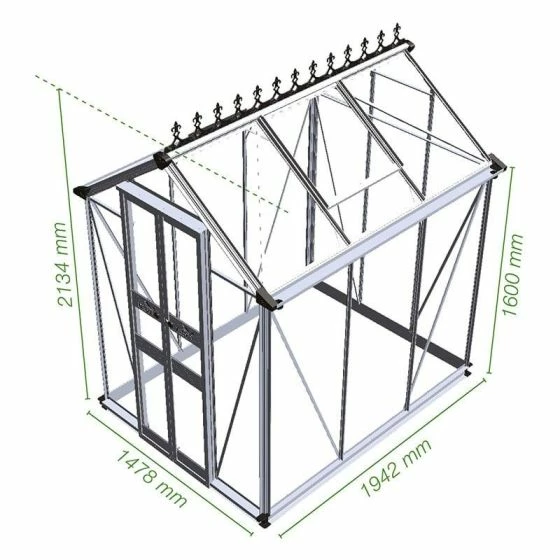 4' X 6' Halls Cotswold Birdlip Small Greenhouse In Black With Toughened Glass (1.47m X 1.94m) 5 4' X 6' Halls Cotswold Birdlip Small Greenhouse In Black With Toughened Glass (1.47m X 1.94m) - Image 3