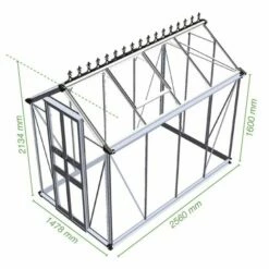 4' X 8' Halls Cotswold Birdlip Small Greenhouse In Green With Toughened Glass (1.47m X 2.56m) 14 4' X 8' Halls Cotswold Birdlip Small Greenhouse In Green With Toughened Glass (1.47m X 2.56m) -Garden Supplies Sales Shop v01587 eden birdlip 4x8 small greenhouse green drawing min