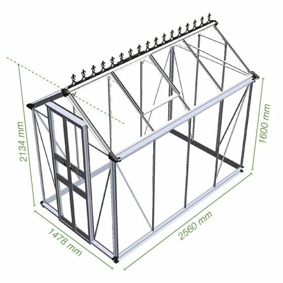 4' X 8' Halls Cotswold Birdlip Small Greenhouse In Green With Toughened Glass (1.47m X 2.56m) 5 4' X 8' Halls Cotswold Birdlip Small Greenhouse In Green With Toughened Glass (1.47m X 2.56m) - Image 3