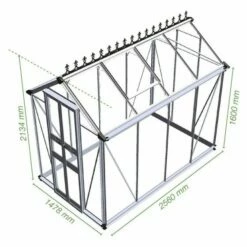 4' X 8' Halls Cotswold Birdlip Small Greenhouse In Black With Toughened Glass (1.47m X 2.56m) 24 4' X 8' Halls Cotswold Birdlip Small Greenhouse In Black With Toughened Glass (1.47m X 2.56m) -Garden Supplies Sales Shop v01590 eden birdlip 4x8 small greenhouse black drawing min 1