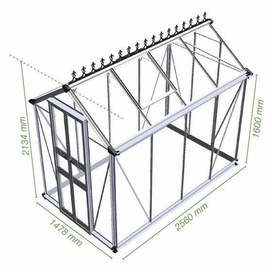 4' X 8' Halls Cotswold Birdlip Small Greenhouse In Black With Toughened Glass (1.47m X 2.56m) 5 4' X 8' Halls Cotswold Birdlip Small Greenhouse In Black With Toughened Glass (1.47m X 2.56m) - Image 3