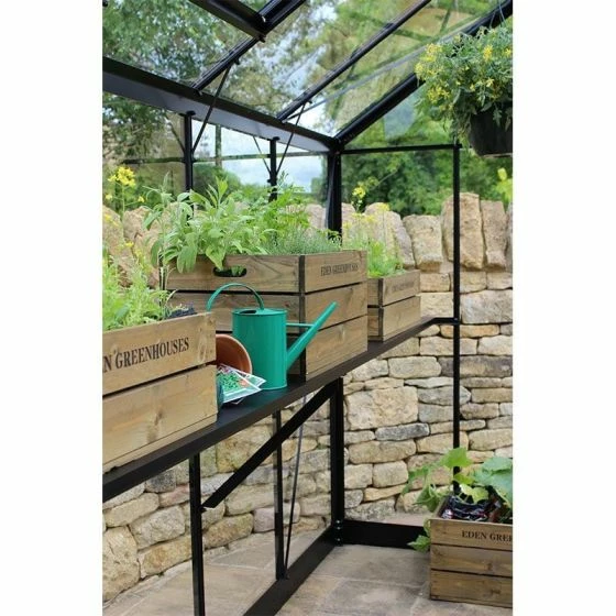 4' X 8' Halls Cotswold Birdlip Small Greenhouse In Black With Toughened Glass (1.47m X 2.56m) 6 4' X 8' Halls Cotswold Birdlip Small Greenhouse In Black With Toughened Glass (1.47m X 2.56m) - Image 4