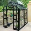 4' X 8' Halls Cotswold Birdlip Small Greenhouse In Black With Toughened Glass (1.47m X 2.56m)
