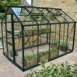 6' X 10' Halls Cotswold Burford Small Greenhouse In Black With Toughened Glass (1.94m X 3.17m)