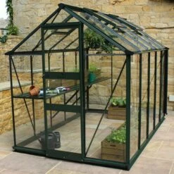 6' X 10' Halls Cotswold Burford Small Greenhouse In Black With Toughened Glass (1.94m X 3.17m) -Garden Supplies Sales Shop v01617 eden burford 6x10 small greenhouse black no2 min