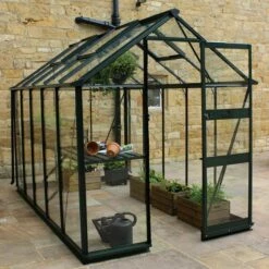 6' X 10' Halls Cotswold Burford Small Greenhouse In Black With Toughened Glass (1.94m X 3.17m) -Garden Supplies Sales Shop v01617 eden burford 6x10 small greenhouse black no3 min