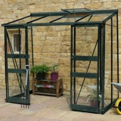 8' X 4' Halls Cotswold Broadway 84 Green Lean-To Greenhouse (2.56m X 1.32m)