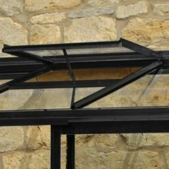 8' X 4' Halls Cotswold Broadway 84 Black Lean-To Greenhouse (2.56m X 1.32m) 11 8' X 4' Halls Cotswold Broadway 84 Black Lean-To Greenhouse (2.56m X 1.32m) -Garden Supplies Sales Shop v01706 8x4 halls cotswold broadway 84 lean to greenhouse black close up2 min 1