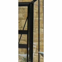 8' X 4' Halls Cotswold Broadway 84 Black Lean-To Greenhouse (2.56m X 1.32m) 12 8' X 4' Halls Cotswold Broadway 84 Black Lean-To Greenhouse (2.56m X 1.32m) -Garden Supplies Sales Shop v01706 8x4 halls cotswold broadway 84 lean to greenhouse black close up3 min 1