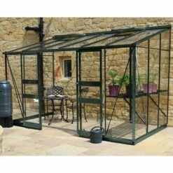 12' X 6' Halls Cotswold Broadway 126 Green Lean-To Greenhouse (3.76m X 1.93m)