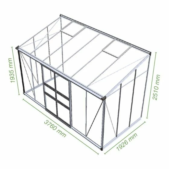 12' X 6' Halls Cotswold Broadway 126 Black Lean-To Greenhouse (3.76m X 1.93m) 4 12' X 6' Halls Cotswold Broadway 126 Black Lean-To Greenhouse (3.76m X 1.93m) - Image 2