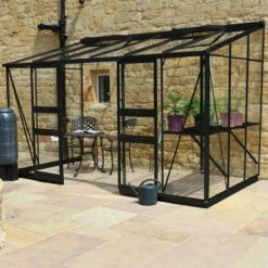 12' X 6' Halls Cotswold Broadway 126 Black Lean-To Greenhouse (3.76m X 1.93m)