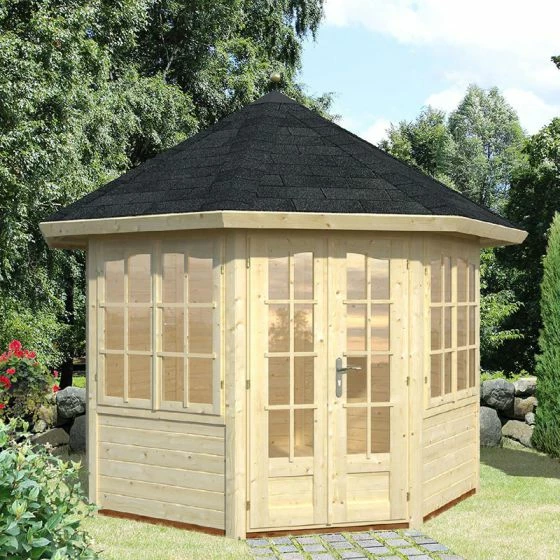 Palmako Veronica 2.9m X 2.9m Octagonal Summer House Log Cabin (28mm) - 2 Windows 4 Palmako Veronica 2.9m X 2.9m Octagonal Summer House Log Cabin (28mm) - 2 Windows - Image 2