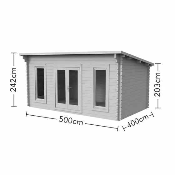 Forest Mendip 5m X 4m Log Cabin Garden Office (45mm) 4 Forest Mendip 5m X 4m Log Cabin Garden Office (45mm) - Image 2