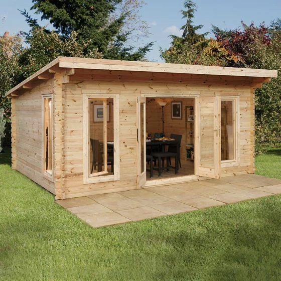 Forest Mendip 5m X 4m Log Cabin Garden Office (45mm) 3 Forest Mendip 5m X 4m Log Cabin Garden Office (45mm)